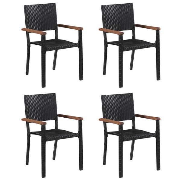 vidaXL 5 Piece Patio Dining Set Poly Rattan Black