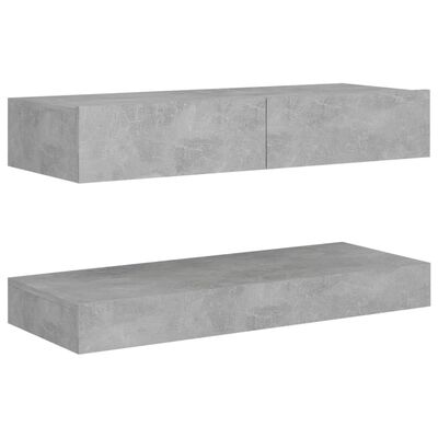 vidaXL TV Stand with LED Lights Concrete Gray 35.4"x13.8"