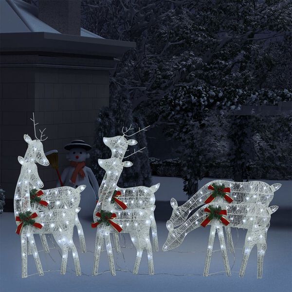 vidaXL Christmas Reindeer Set of 6 White Fabric
