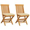 vidaXL Garden Chair Set of 2 Teak wood, Cream white