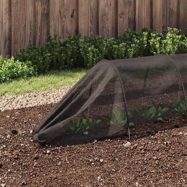 vidaXL Netting Tunnel Set of 2 Black Steel and Polyethylene Large