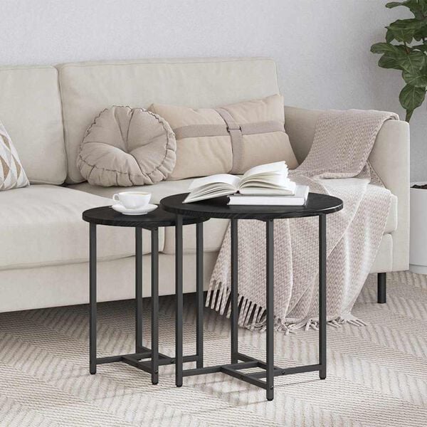 vidaXL Side Table Set 2 pcs Black oak 19.7" x 19.7" x 19.7