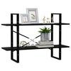 vidaXL Book Cabinet Black Solid Pine Wood, Metal Medium Book Cabinet
