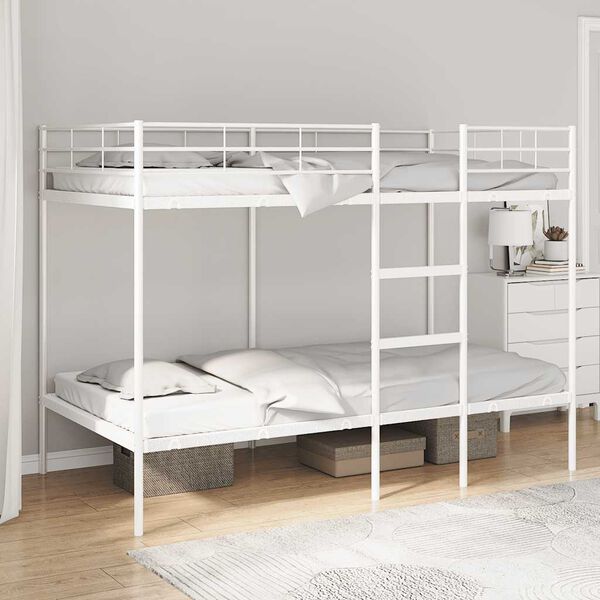 vidaXL Bunk Bed White Steel, mesh fabric Twin Breathable Design