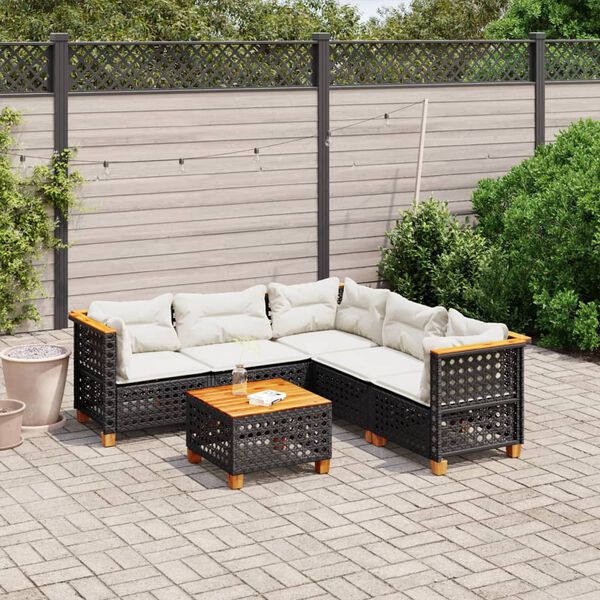vidaXL Garden Sofa Set Black, Cream white