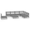 vidaXL Garden Lounge Set Gray Solid Pine Wood Modular Garden Lounge Set