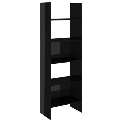 vidaXL Book Cabinet High Gloss Black 23.6"x13.8"x70.9" Chipboard