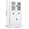 vidaXL Office Cabinet White Steel and tempered glass 35.4 x 15.7 x 70.9 in