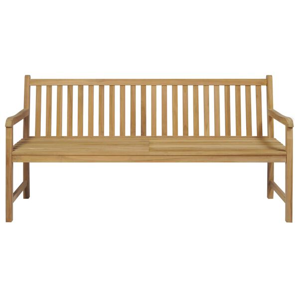 vidaXL Patio Bench with Beige Cushion 68.9" Solid Teak Wood