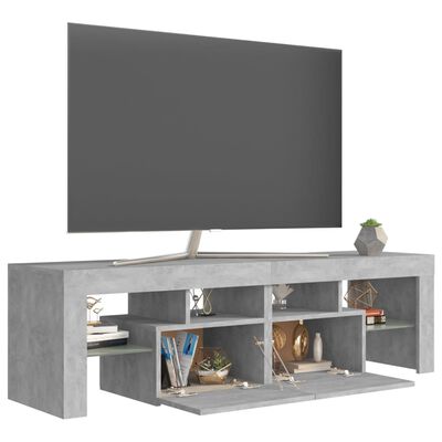 vidaXL TV Stand with LED Lights Concrete Gray 55.1"x14.4"x15.7"