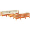 vidaXL Garden Sofa Set Wax brown Solid pine wood, Oxford fabric Large