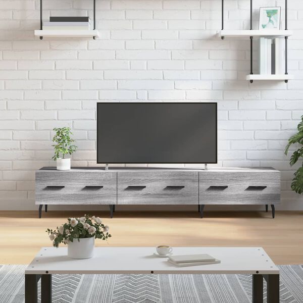 vidaXL TV Cabinet Grey Sonoma Engineered wood, iron 59.1 in TV Cabinet