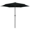 vidaXL Garden Parasol Black Aluminum, Steel, Polyester 106.3 x 96.9 inches