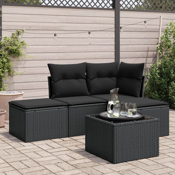 vidaXL Garden Sofa Set Black