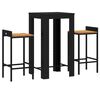 vidaXL Garden Bar Set Black Poly Rattan Medium Durable Bar Table Set