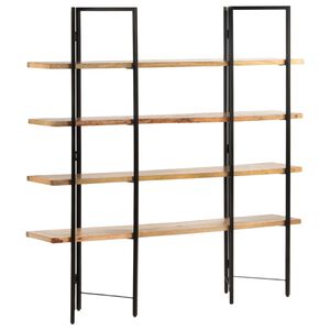 vidaXL Bookcase Natural wood and black Solid mango wood, powder-coated steel