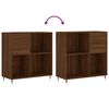 vidaXL Record Cabinet Brown Oak Engineered Wood, Iron Medium