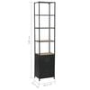 vidaXL Bookcase Black and Natural Wood Solid Firwood, Steel Tall