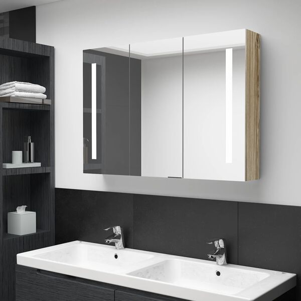 vidaXL Bathroom Cabinet Oak MDF with melamine finish Medium