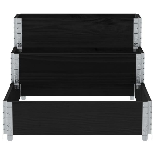 vidaXL Raised Bed Black Solid pine wood 47.2 x 31.5 x 23.8 in Stackable
