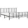vidaXL Bed Frame Black Steel Double Bed Frame Rectangular Modern