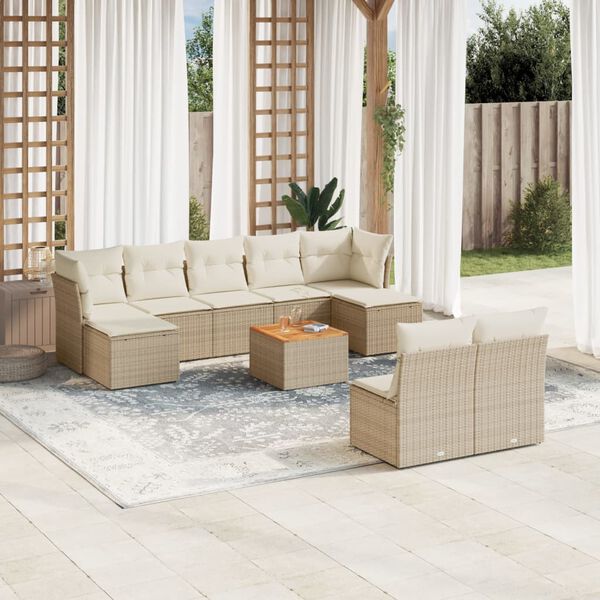 vidaXL Garden Sofa Set Beige PE rattan Large Modular Garden Sofa Set