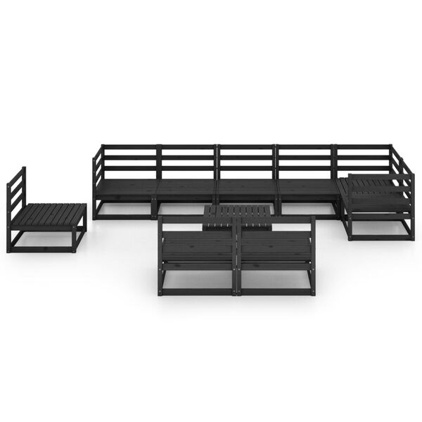 vidaXL Garden Lounge Set Black Solid pine wood Large Modular