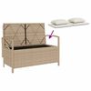 vidaXL Garden Storage Bench Beige Poly Rattan, Powder-Coated Steel