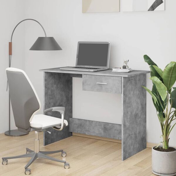 vidaXL Desk Concrete Grey Engineered Wood 39.4 x 19.7 in Desk