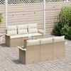 vidaXL Garden Sofa Set with Cushion 7 pcs Beige Poly Rattan