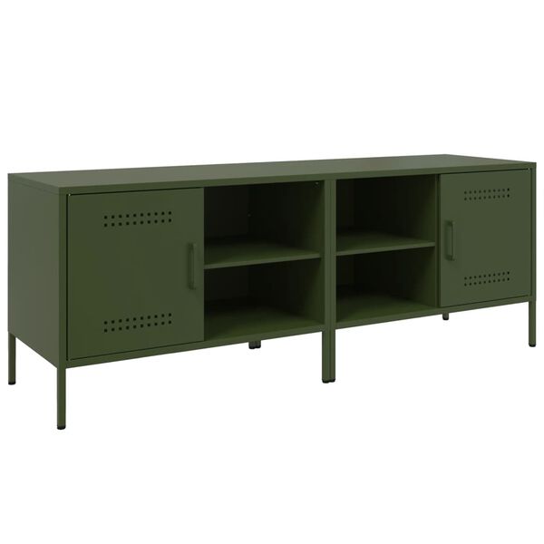 vidaXL TV Cabinet Set of 2 Olive Green Steel Medium TV Cabinet