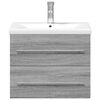 vidaXL Bathroom Sink Cabinet Grey Sonoma, White Engineered wood, Ceramic