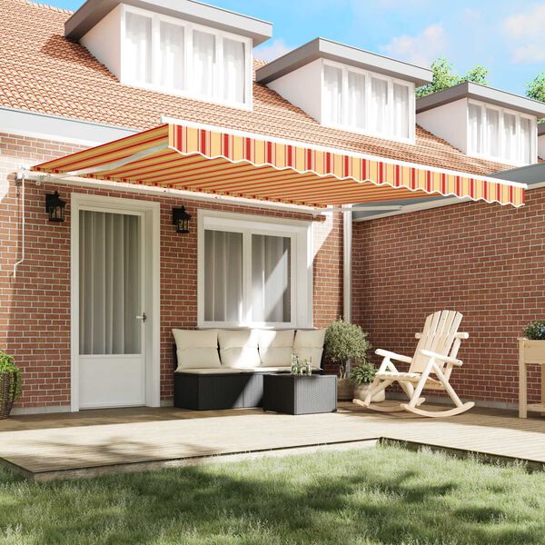 vidaXL Retractable Awning Yellow and Orange 157.48 x 118.11 in