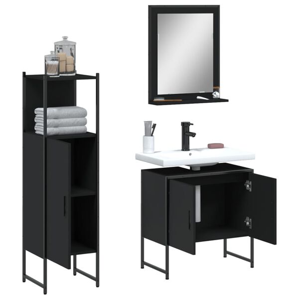 vidaXL Bathroom Cabinet Set Black