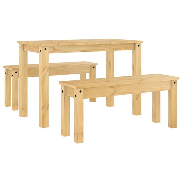 vidaXL Dining Set Honey Solid pine wood with honey wax finish 3 Piece Set