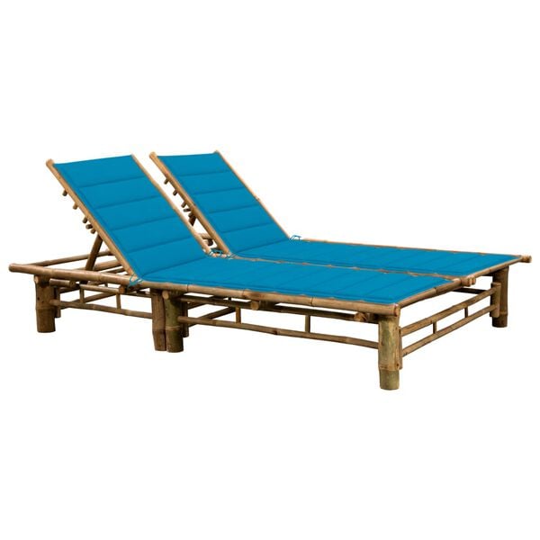 vidaXL Sun Lounger Blue Bamboo 78.7 x 51.2 x 34.3 in