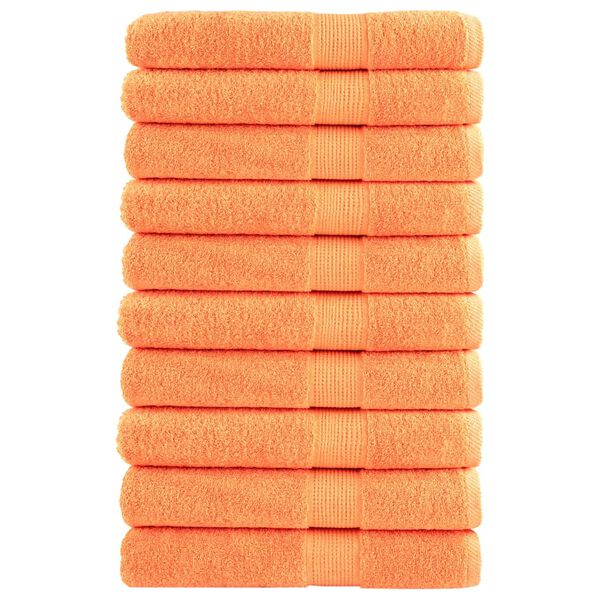vidaXL Sauna Towel Set of 10 Orange 100% Cotton 31.5 x 78.7 in