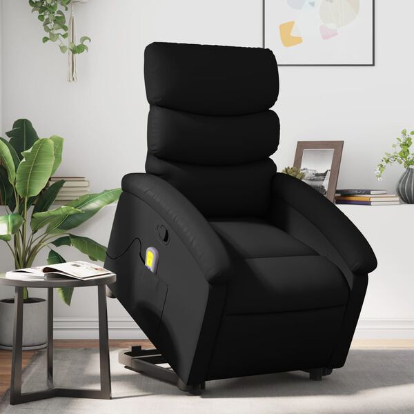 vidaXL Stand Up Massage Recliner Chair Black Faux leather, metal, plywood
