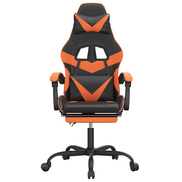 vidaXL Gaming Chair with Footrest Black and Orange Faux Leather