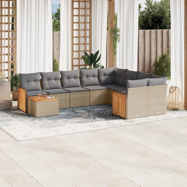 vidaXL Garden Sofa Set Beige, Light Grey