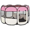 vidaXL Dog Playpen Pink and Cream Polyester and Steel Medium Foldable