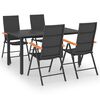 vidaXL Dining Set Black and Brown PE Rattan, Aluminum, WPC Large
