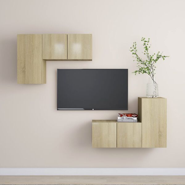 vidaXL TV Cabinet Set Set of 4 Sonoma oak Engineered wood Medium