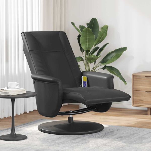 vidaXL Massage Recliner Chair Black Faux leather, metal, plywood Standard