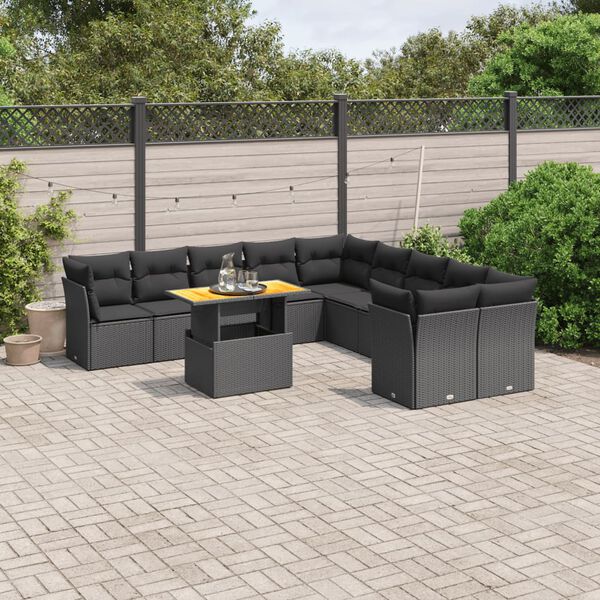 vidaXL Garden Sofa Set Black