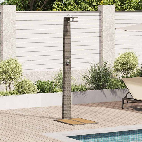 vidaXL Garden Shower Gray 60 x 80 x 214 cm Poly rattan