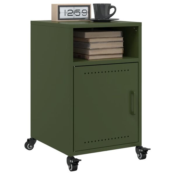 vidaXL Bedside Cabinet Set of 2 Olive Green Cold-Rolled Steel Medium