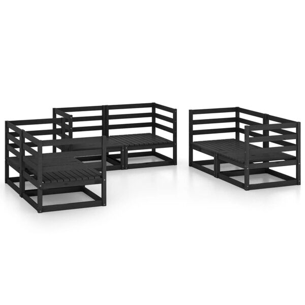vidaXL Garden Lounge Set Black Solid pine wood Corner unit Modular