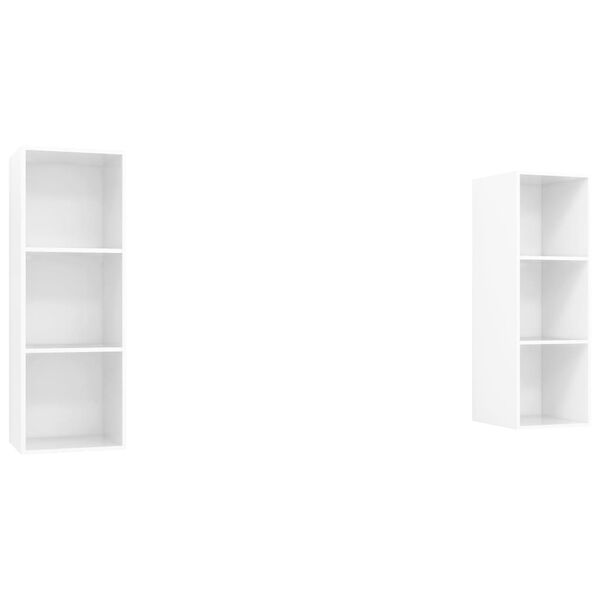 vidaXL TV Cabinet Set Set of 2 High gloss white Engineered wood Standard