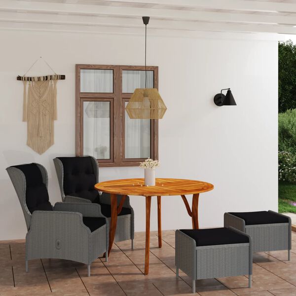 vidaXL 5 Piece Patio Dining Set Dark Gray
